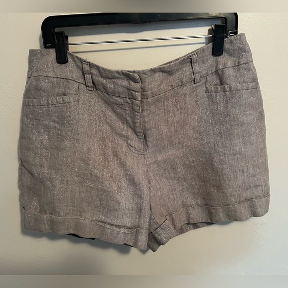 Apt. 9 Gray Metallic Women's Linen Shorts - Picture 2 of 10